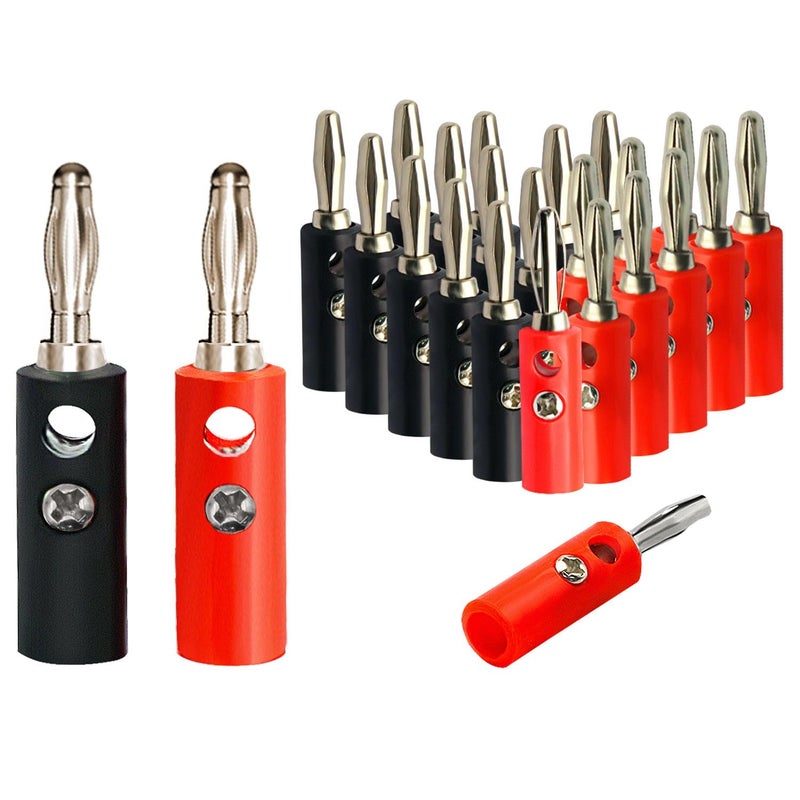CenryKay Banana Plugs Speaker, 10 Sets (10Red + 10 Black) 4mm Audio Speaker Wire Cable Connector Cable Plugs - Image 1